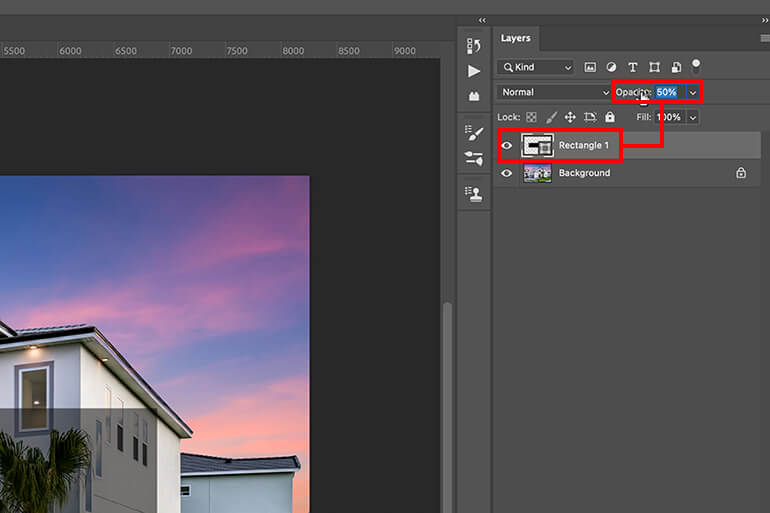 Layers menu and choose Opacity